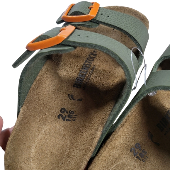 Birkenstock Kids Olive Sandals with Orange Accents - Picture 8 of 11